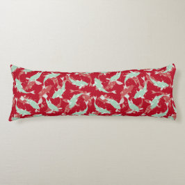 Röd och Grönt repeterande motif | Koi Fish Mönster Kroppskudde