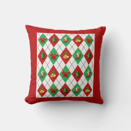 Röd och Grönt Retro Mönster Reversible jul Kudde