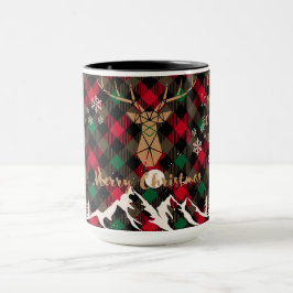 Röd och Grönt Rustic Play Reindeer jul Mugg