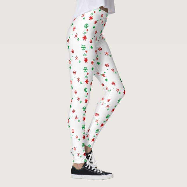 röd och grönt snöflingor leggings (Höger)
