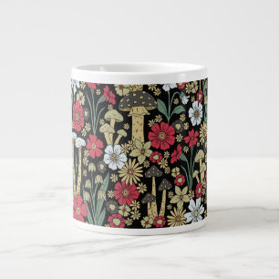Röd och Grönt, svampar och blommor Jumbo Mugg
