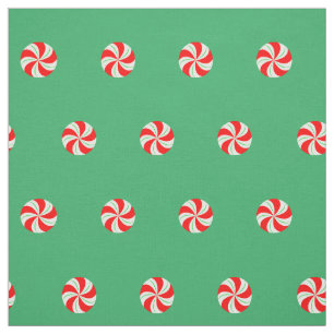 Röd och Grönt Swirl Peppermint Candy Fabric Tyg