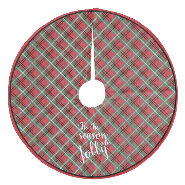 Röd och Grönt Tartan-julafton Play Julgransmatta Fleece (Framsidan)