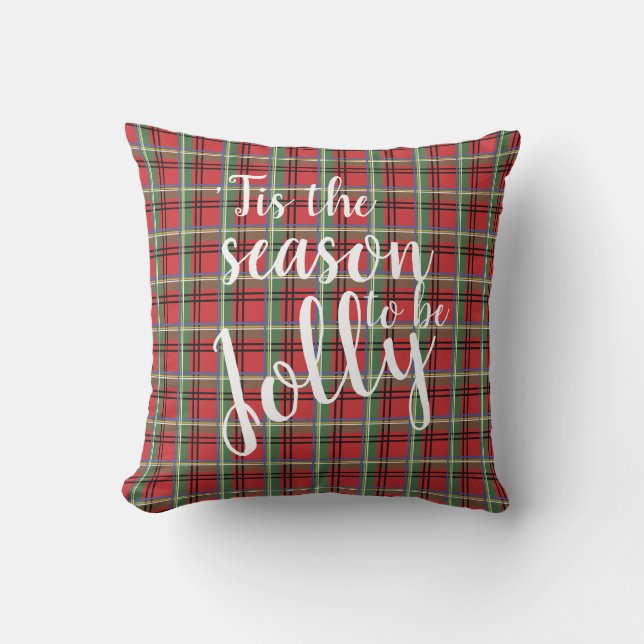 Röd och Grönt Tartan-julafton Play Kudde (Framsida)