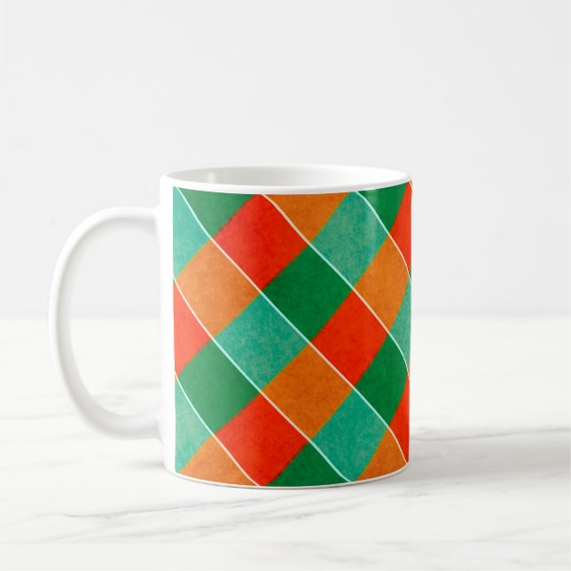 Röd och grönt tartan plaid mönster kaffemugg (Vänster)