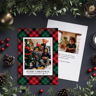 Röd och Grönt Tartan Play God jul Photo Julkort