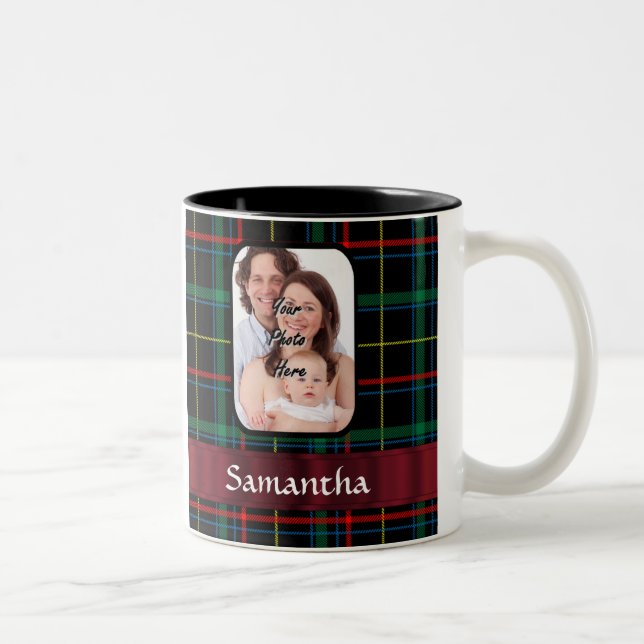 Röd och grönt tartan Två-Tonad mugg (Höger)