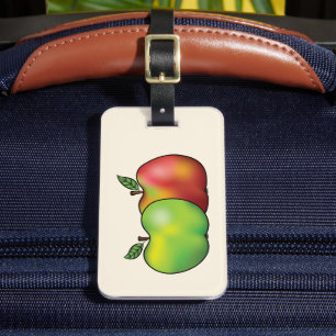 Röd och Grönt Tecknad äppelfrukt och Anpassningsba Bagagebricka