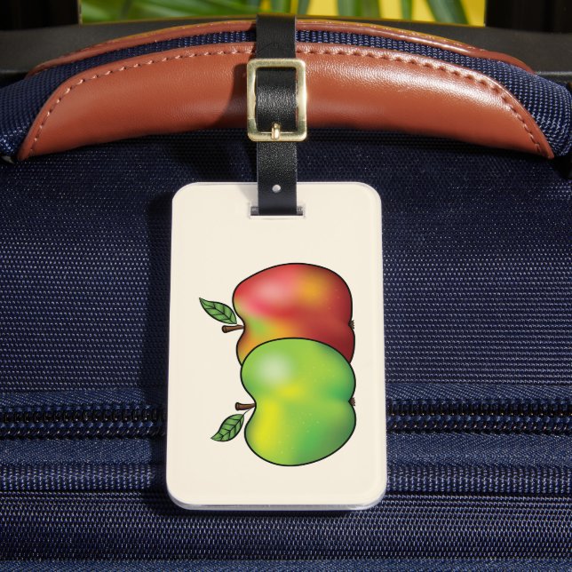 Röd och Grönt Tecknad äppelfrukt och Anpassningsba Bagagebricka (Framsida Insitu 2)