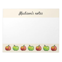 Röd och Grönt Tecknad Apple Frukt & Anpassningsbar Anteckningsblock