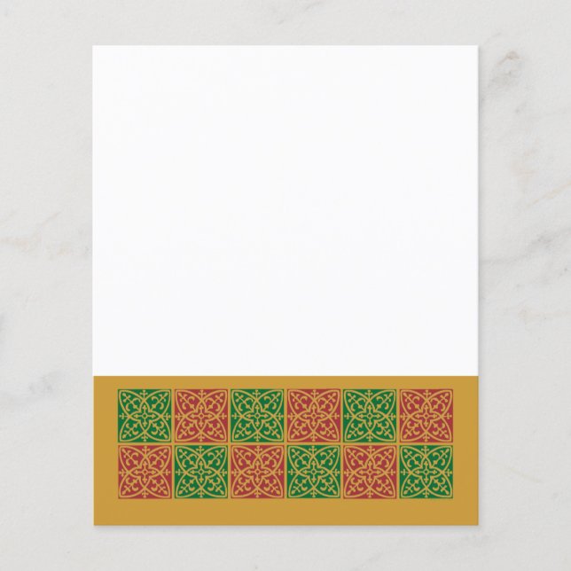 Röd och Grönt Tile Art på Guld Mönster Flygblad (Framsidan)