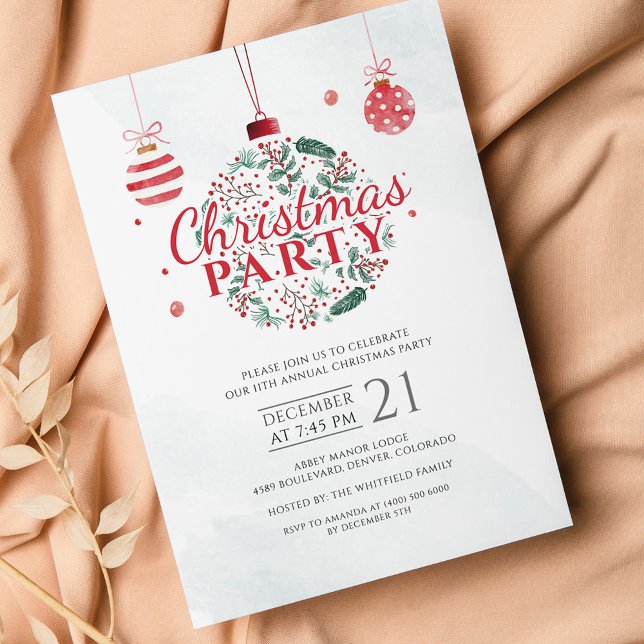 Röd och Grönt Trendig Juli Julfest Inbjudan Vykort (Family Christmas Party Invitation Postcard)