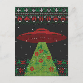 Röd och Grönt UFO Tractor Beam Ugly jul Vykort