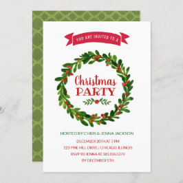 Röd och Grönt Utandningsjulen Party Inbjudningar