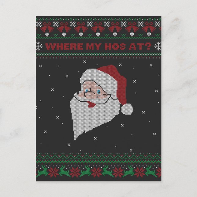 Röd och Grönt var mitt hem? Santa Ugly Julafton Vykort (Framsida)