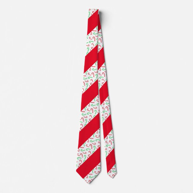Röd och Grönt Vattenfärg Candy cane Stripe Mönster Slips (Framsida)