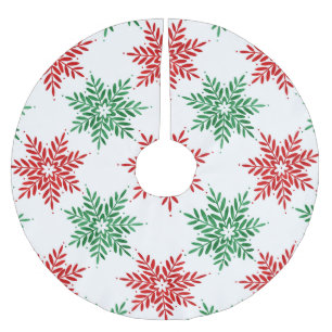 Röd och Grönt Vattenfärg Snöflake Mönster 2 Julgransmatta Borstad Polyester