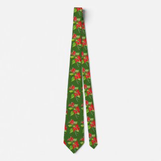 Röd och Grönt Vintage Poinsettia jul Mönster Slips