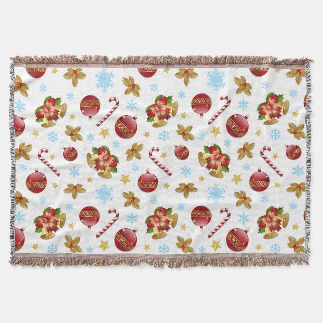 Röd och gud jul bollar, julklapp mysfilt (Framsidan)