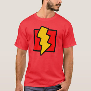 Röd och gul blixt kasta i sig tee shirt