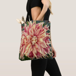 Röd och gul brokig Dahlia-blomma blomster Tygkasse