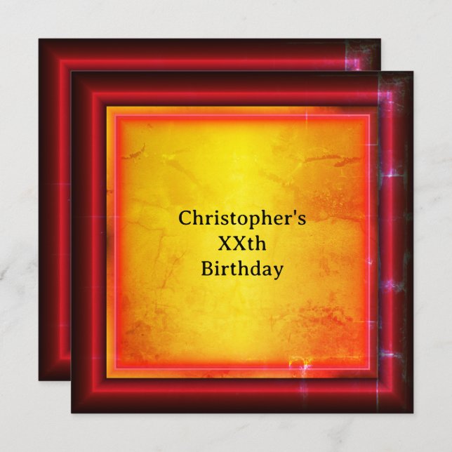 Röd och gul inbjudningar (Fram/baksida)