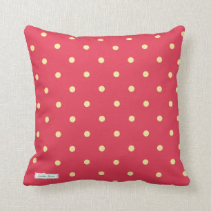 Röd och gul polka dots kudde