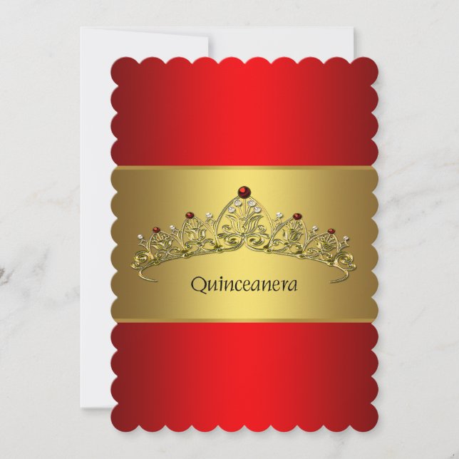 Röd och gul Quinceanera Inbjudningar (Framsida)