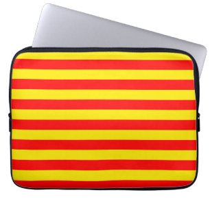 Röd och gul randig design laptop fodral