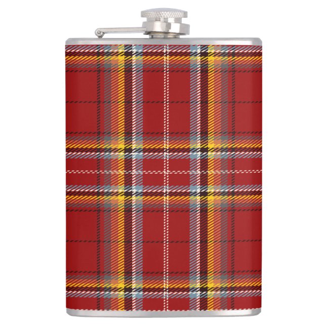 Röd och gul Tartan-flaska Fickplunta (Framsidan)