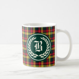 Röd och gul TartanMonogram för Buchanan familj Kaffemugg