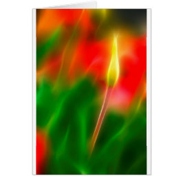 Röd och gul tulpanglöd för grönt, hälsningskort