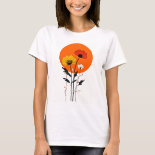 Röd och Gula blommor med Sol T Shirt