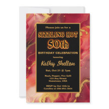 Röd och Guld 50:e födelsedagsinbjudan