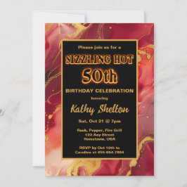 Röd och Guld 50:e födelsedagsinbjudan Inbjudningar