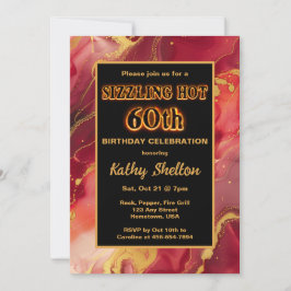 Röd och Guld 60:e födelsedagsinbjudan Inbjudningar