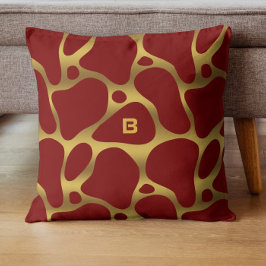 Röd och guld abstrakt giraffe mönster kudde