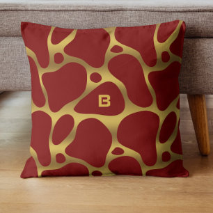 Röd och guld abstrakt giraffe mönster kudde