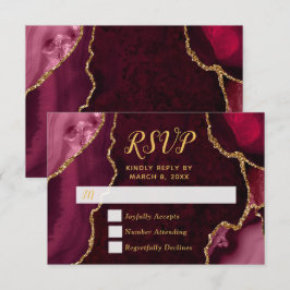 Röd och Guld Agat Marmor RSVP OSA Kort