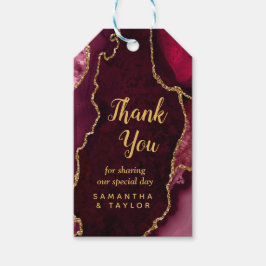 Röd och Guld Agate Bröllop Tack Presentetikett