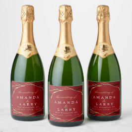 Röd och guld Agate glänsande vinflasketikett
