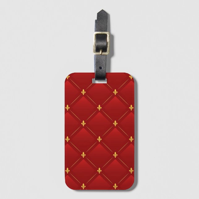 Röd och Guld Art nouveau Bagagebricka (Framsida vertikal)