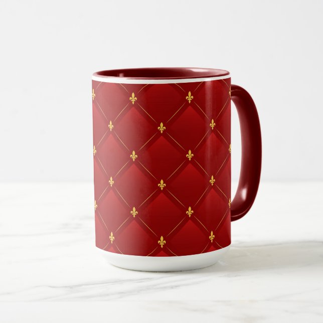 Röd och guld art nouveau-design mugg (Framsida höger)