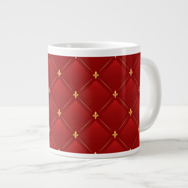 Röd och guld art nouveau-mönster jumbo mugg (Framsida höger)