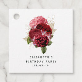 Röd och Guld Blommigt Gåvor Etiketter