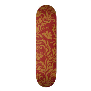 Röd och guld- blommönster skateboard bräda 19,5 cm