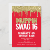 Röd och Guld Drippin Swag 16 Födelsedag 