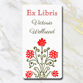 Röd och Guld Elegant Etching Anpassningsbar Bookpl Fraktsedel