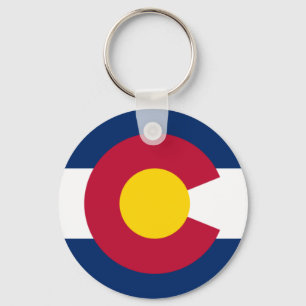 Röd och guld- flagga för blått av Colorado Nyckelring