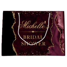 Röd och guld glittermarmor Agat Bröllopsdusch